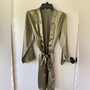 Forest green silk robe size M